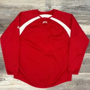 Vintage Ohio State University OSU Buckeyes Men L Majestic Baseball Dugout Jersey
